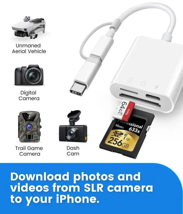 Alt view image 11 of 12 - SD Card Reader for iPhone iPad, Digital Trail Camera SD Card Viewer with Dual Slot for MicroSD/SD, Lightening&USBC Dual-Connector Memory Card Adapter for Photography, Plug and Play