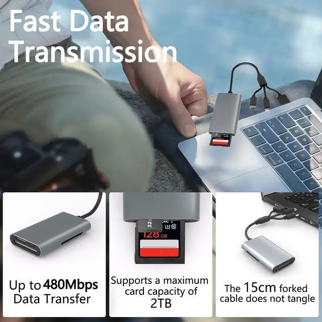 Alt view image 11 of 12 - Memory Stick Pro Duo Adapter - 4 in 1 SD/TF/MS/XD Card Reader for iPhone 16/15/14/iPad/PC/Android/MAC, Lightning/USB-C/USB-A Multi Memory Card Reader Digital Camera Adapter for Sony Cybershot SD Card