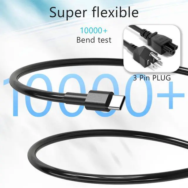 Alt view image 11 of 12 - New Slim 65W USB C Dell Laptop Charger - for Latitude 5530 5420 5430 5520 5540 7430 7420 7440, for Inspiron 14 7425 16 7620 XPS 13 7390 2-in-1 Chromebook 3100 Dell Computer Power Adapter Cord