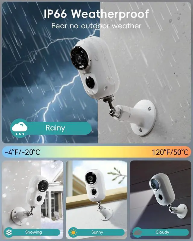 Alt view image 11 of 14 - Security Cameras Wireless Outdoor with Magnetic Mount, No-Drill Installation, 2K Battery Powered Cameras for Home Security Indoor, 2.4G WiFi, Color Night Vision/130° View/AI Detection/Alexa