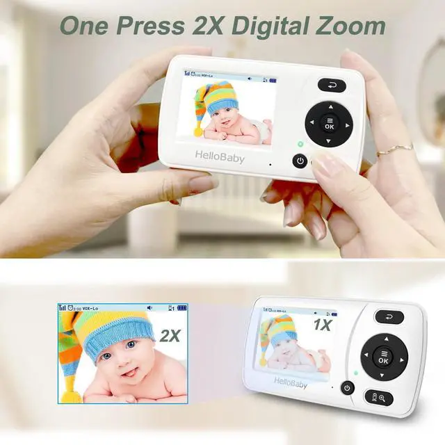 Alt view image 14 of 14 - HB30 Video Baby Monitor with Digital Camera and Audio, No WiFi No App Safety Baby Monitor, 8 Languages, Auto Night Vision, 1000ft Transmission Range, 2.4 inch Portable Screen