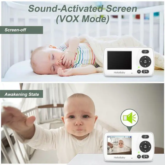 Alt view image 13 of 14 - HB30 Video Baby Monitor with Digital Camera and Audio, No WiFi No App Safety Baby Monitor, 8 Languages, Auto Night Vision, 1000ft Transmission Range, 2.4 inch Portable Screen