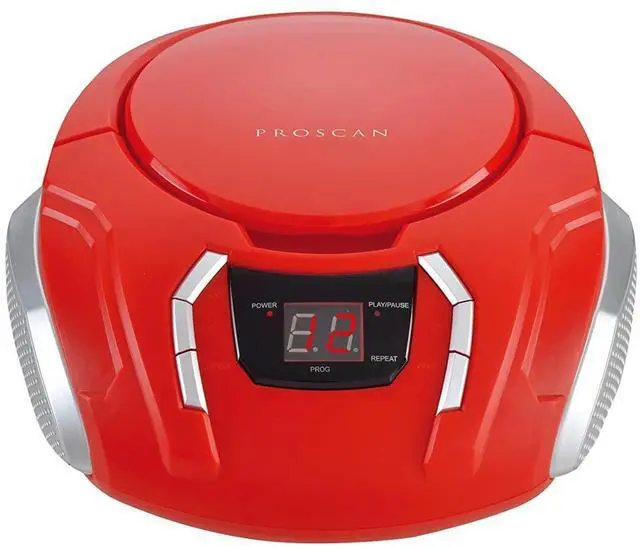 Alt view image 4 of 4 - Proscan Elite Portable CD Boombox with AM/FM Radio - Red