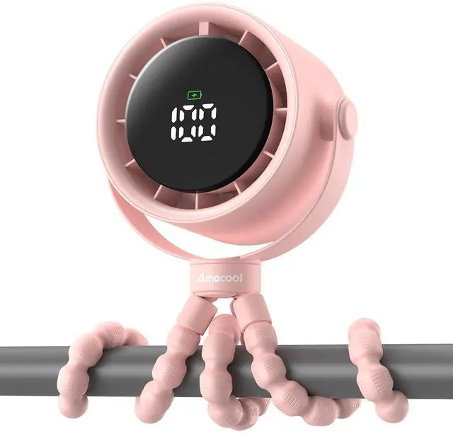 Alt view image 8 of 13 - Baby Stroller Fan, Rechargeable Portable Clip on Fan, 17H Cooling with 5 Speeds, LED Display, 360°Rotate Personal Cooling Fans for Car Seat, Crib, Travel, Camping, Gifts for New Parents