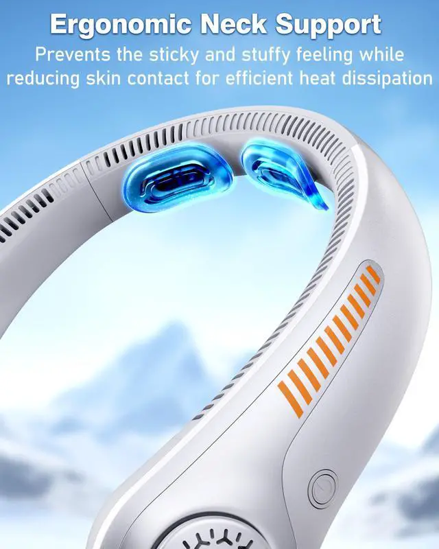 Alt view image 9 of 14 - Portable Neck Fan - Rechargeable Personal Fan with Neck Support, 5-Speed Quiet Lightweight Long Lasting Neck Fan, Fathers Day, Mothers Day Gifts, Full Surround Cooling for Travel, Hot Flashes