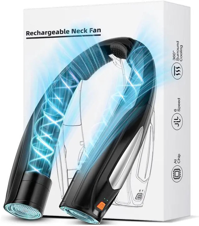 Alt view image 8 of 14 - AI Neck Fan, 6 Speeds Adjustable Portable Personal Fan Rechargeable, Faster Cooling Wearable Fan, Ultra Quiet for Home, Office, Travel, Outdoor