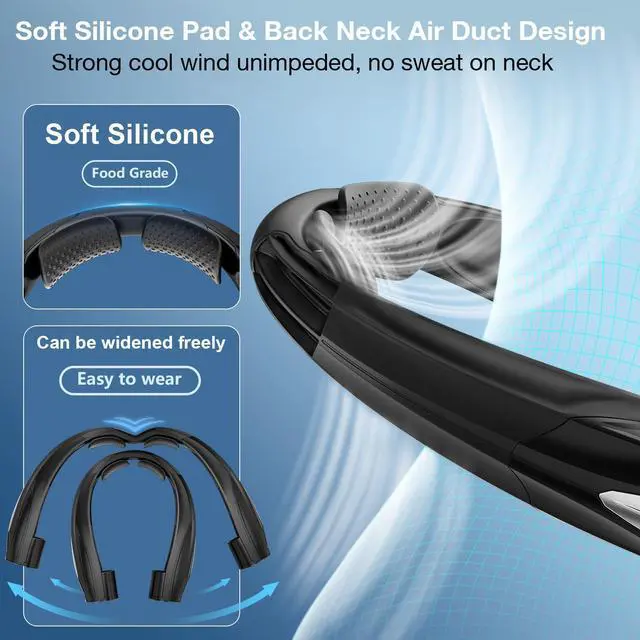 Alt view image 12 of 14 - AI Neck Fan, 6 Speeds Adjustable Portable Personal Fan Rechargeable, Faster Cooling Wearable Fan, Ultra Quiet for Home, Office, Travel, Outdoor