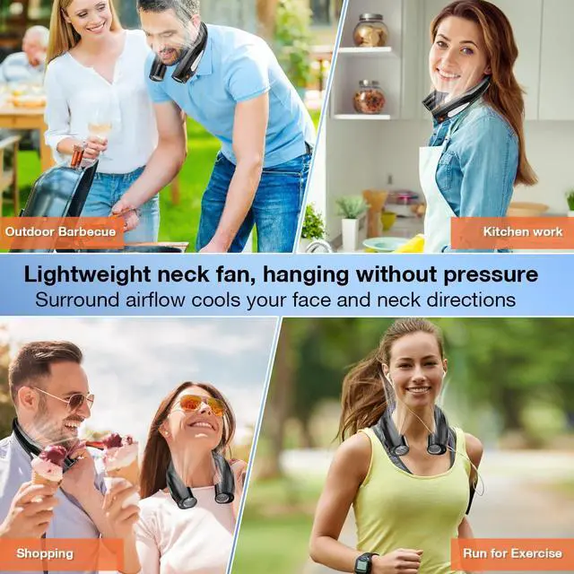 Alt view image 13 of 14 - AI Neck Fan, 6 Speeds Adjustable Portable Personal Fan Rechargeable, Faster Cooling Wearable Fan, Ultra Quiet for Home, Office, Travel, Outdoor