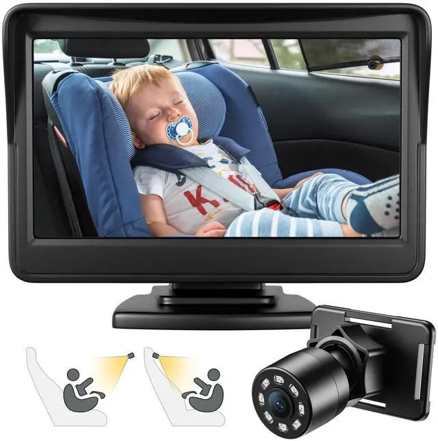 Alt view image 8 of 14 - Car Baby Camera, 4.3'' HD Infrared Night Vision Function Baby Car Camera Display, Backseat Camera for Kid with 150° Wide View & 360° Rotatable Easy Installation in 5 Mins Rear Facing Mirrors