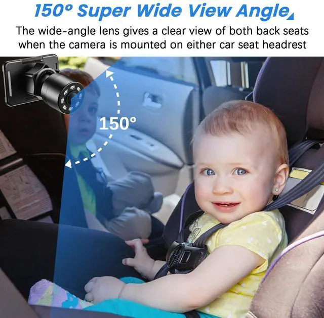 Alt view image 13 of 14 - Car Baby Camera, 4.3'' HD Infrared Night Vision Function Baby Car Camera Display, Backseat Camera for Kid with 150° Wide View & 360° Rotatable Easy Installation in 5 Mins Rear Facing Mirrors