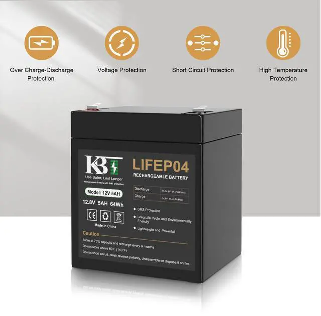 Alt view image 7 of 8 - 12V 5Ah Rechargeable LiFePO4 Battery for Ride On Car, Security Alarms, Garage Door Openers for Chamberlain, Genie, Liftmaster, Craftsman