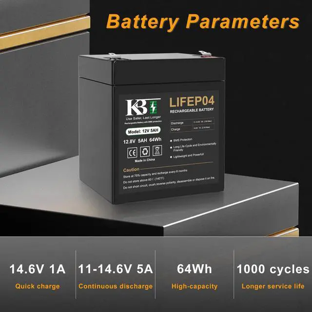 Alt view image 8 of 8 - 12V 5Ah Rechargeable LiFePO4 Battery for Ride On Car, Security Alarms, Garage Door Openers for Chamberlain, Genie, Liftmaster, Craftsman