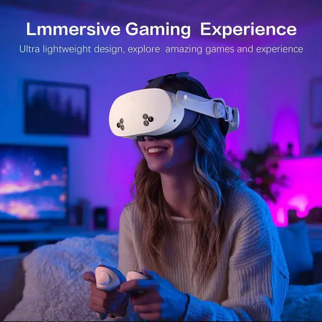 Alt view image 13 of 14 - Head Strap for Oculus Meta Quest 3/3S with Battery, Adjustable VR Accessories with One-Click Fit, Rear Cushion Dial, 24H Playtime, VR Head Strap Reduce Facial Stress for Gaming Comfort