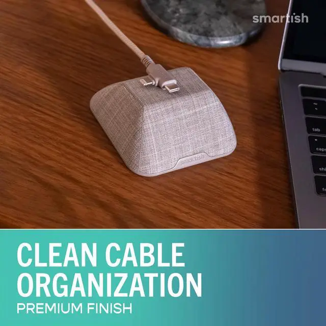 Alt view image 9 of 14 - Magnetic Cord Holder - Cable Wrangler Organizer with Magnet Clips for Charger Management on Desktop, Nightstand for USB-C + Lightning - Lightly Toasted Beige