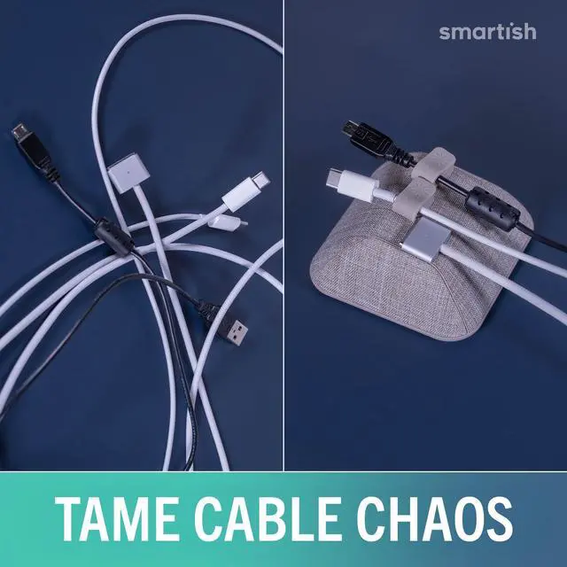 Alt view image 14 of 14 - Magnetic Cord Holder - Cable Wrangler Organizer with Magnet Clips for Charger Management on Desktop, Nightstand for USB-C + Lightning - Lightly Toasted Beige