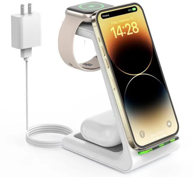 Alt view image 8 of 14 - Wireless Charging Station for Apple - 3 in 1 Wireless Charger Stand Dock Watch and Phone Charger Station for Apple Watch 11/8/7/SE/6/5/4/3/2, iPhone 17 16-12 Pro Max SE XS X, Samsung, AirPods Pro/3/2