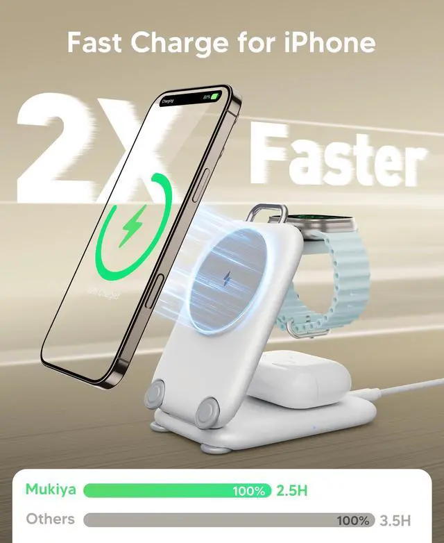 Alt view image 10 of 14 - PaktVault 2026 Traveling Fast Wireless Charging Station for Apple Devices, Magnetic 3 in 1 MagSafe Charger Stand for iPhone 17 16 15 14 13 12 Pro Max Plus Air, Apple Watch&Air pods Pro-Gift for Her