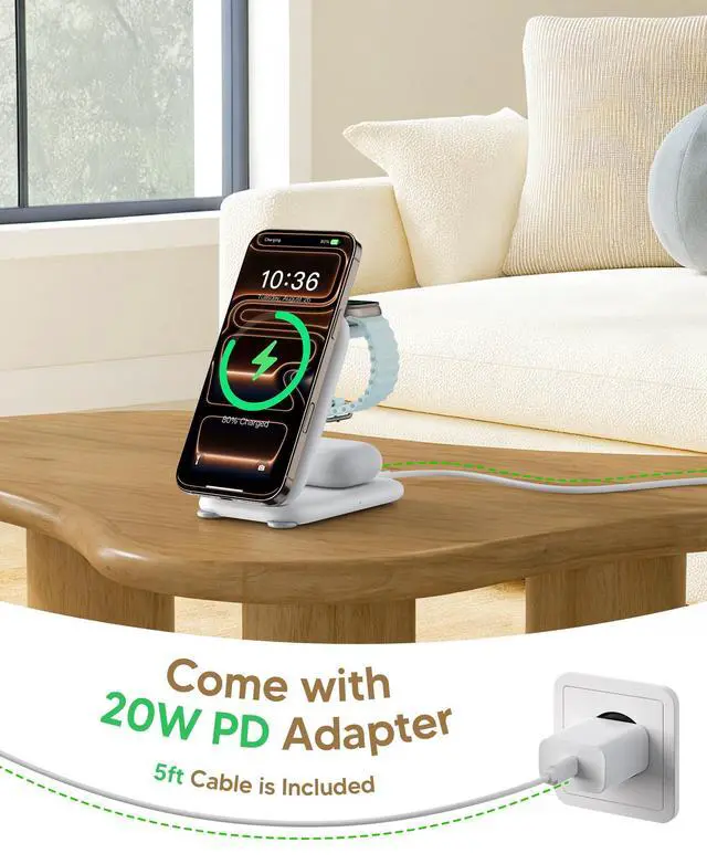 Alt view image 14 of 14 - PaktVault 2026 Traveling Fast Wireless Charging Station for Apple Devices, Magnetic 3 in 1 MagSafe Charger Stand for iPhone 17 16 15 14 13 12 Pro Max Plus Air, Apple Watch&Air pods Pro-Gift for Her