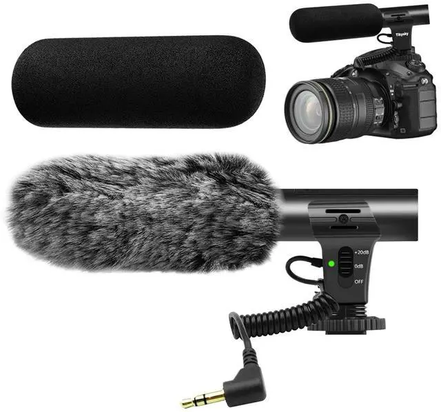 Alt view image 7 of 12 - Camera Microphone, Video Microphone for DSLR Close Interview Shotgun Mic for Canon Nikon Sony Fuji Mic with Windscreen, Compatible with Camera with 3.5mm (1/8") TRS Plug