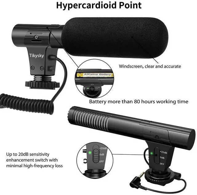 Alt view image 12 of 12 - Camera Microphone, Video Microphone for DSLR Close Interview Shotgun Mic for Canon Nikon Sony Fuji Mic with Windscreen, Compatible with Camera with 3.5mm (1/8") TRS Plug