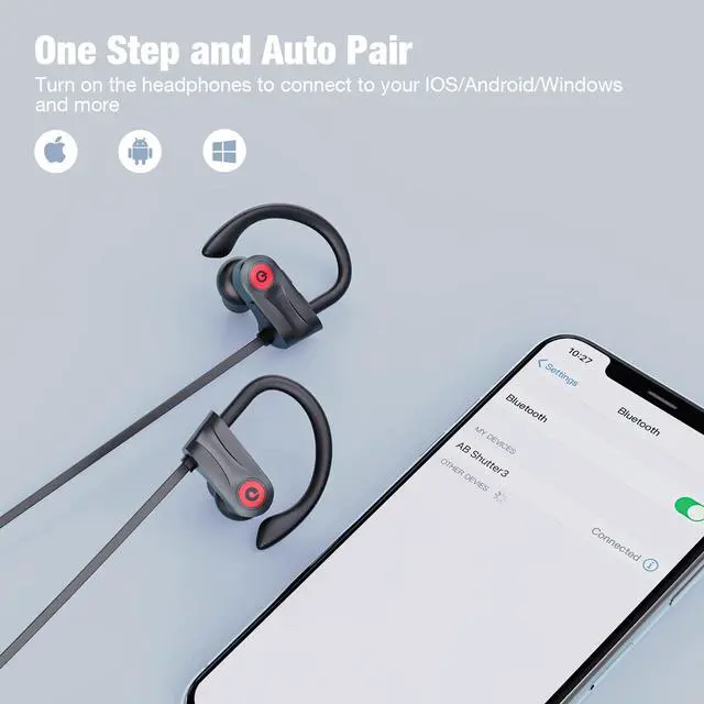 Alt view image 12 of 14 - Bluetooth Headphones, Wireless Headphones with 16 Hours Playtime Bluetooth 5.3 Wireless Earbuds HD Deep Bass Stereo Sound Isolation IPX7 Waterproof Earphones for Workout Running Sports