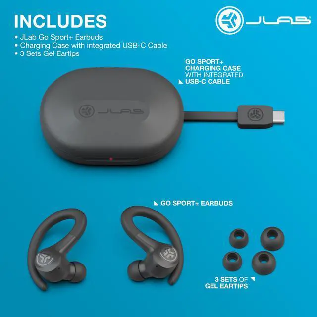 Alt view image 11 of 14 - Go Sport+ Wireless Workout Earbuds Featuring C3 Clear Calling, Secure Earhook Sport Design, 35+ Hour Bluetooth Playtime, and 3 EQ Sound Settings (Graphite)