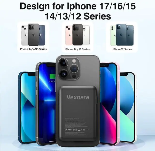 Alt view image 14 of 14 - for Magsafe Power Bank, 10000mAh Magnetic Power Bank with USB-C Cable and PD 20W USB C Fast Charging LED Display, Wireless Portable Charger for iPhone 17/16/15/14/13/12/Pro/Pro Max