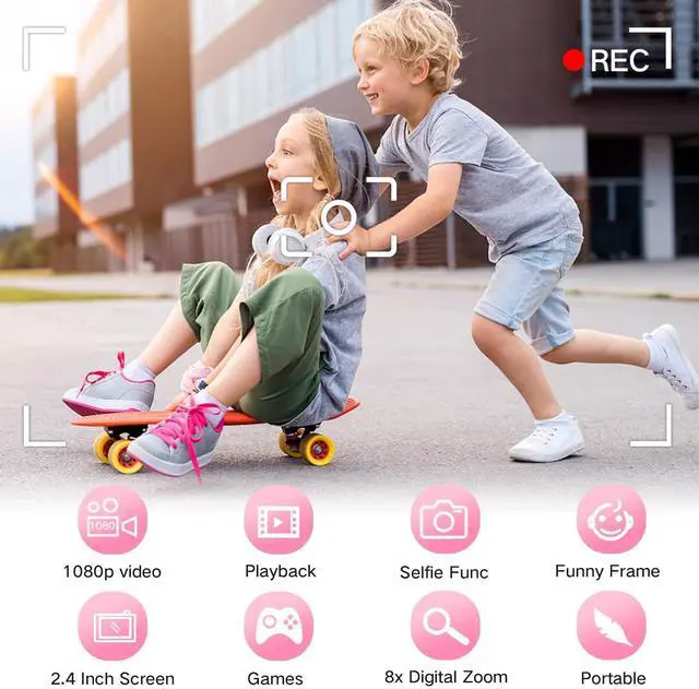Alt view image 10 of 14 - Kids Camera Toys for 3-8 Year Old Girls Boys,Children Digital Video Camcorder Camera with Cartoon Soft Cover, Best Chritmas Birthday Festival Gift for Kids - 32G SD Card Included