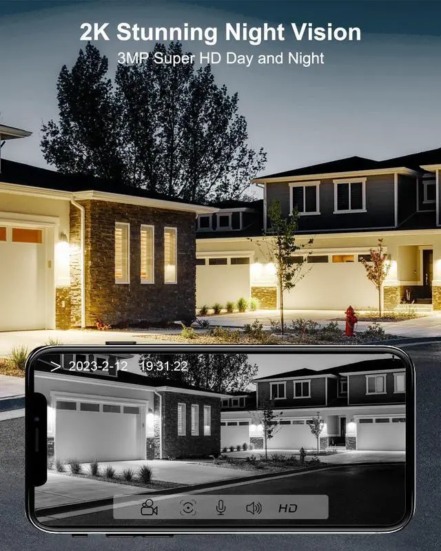 Alt view image 9 of 14 - Security Cameras Wireless Outdoor,2K 3MP Battery Powered Indoor Home Security Camera with AI Motion Detection & Color Night Vision,2-Way Talk Spotlight Siren Alarm, Work with Alexa,Waterproof