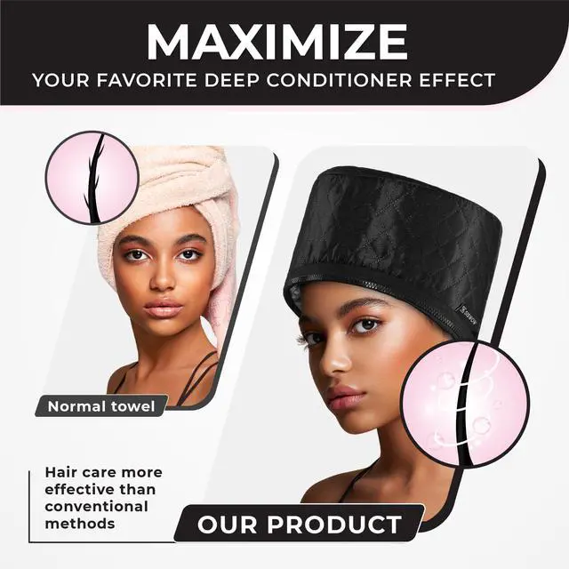 Alt view image 10 of 14 - Hair Steamer for Natural Hair Home Use w/10-level Heats Up Quickly, Heat Cap for Deep Conditioning - Thermal Heat Cap for Black Hair, Great for Deep Conditioner (Black)