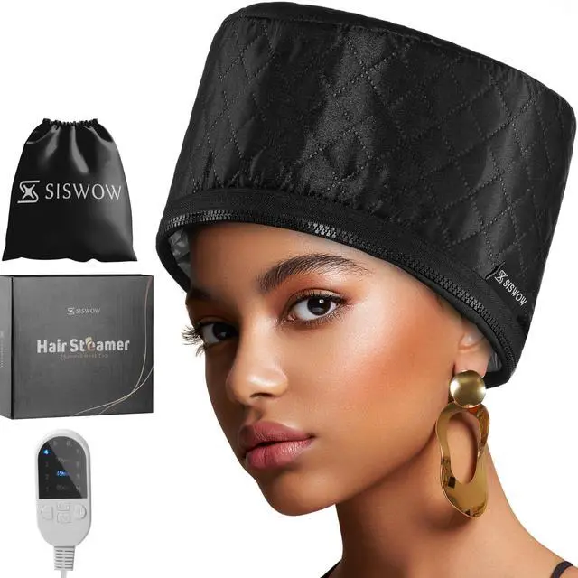 Alt view image 8 of 14 - Hair Steamer for Natural Hair Home Use w/10-level Heats Up Quickly, Heat Cap for Deep Conditioning - Thermal Heat Cap for Black Hair, Great for Deep Conditioner (Black)