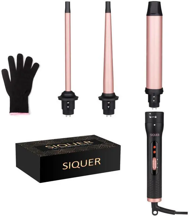 Alt view image 8 of 14 - 3 in 1 Curling Wand Set - Hair Waver Curling Iron for Women with 3 Interchangable Ceramic Beach Waves Wands 1/2 Inch to 1 1/4 Inch Fast Heating Up Hair Curler with Box (Rose, Black)