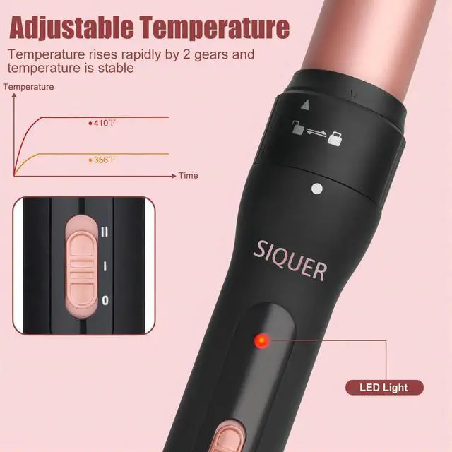Alt view image 11 of 14 - 3 in 1 Curling Wand Set - Hair Waver Curling Iron for Women with 3 Interchangable Ceramic Beach Waves Wands 1/2 Inch to 1 1/4 Inch Fast Heating Up Hair Curler with Box (Rose, Black)