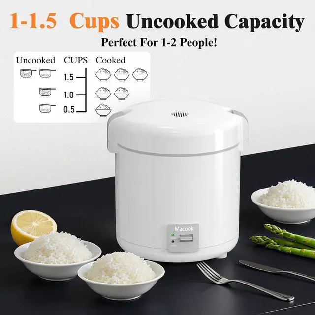 Alt view image 10 of 14 - Rice Cooker Small 1-1.5 Cups Uncooked(3 Cups Cooked), Mini Rice Cooker with Removable Nonstick Pot, One Touch&Keep Warm Function, Travel Rice Cooker for Soup Grain Oatmeal Veggie, White