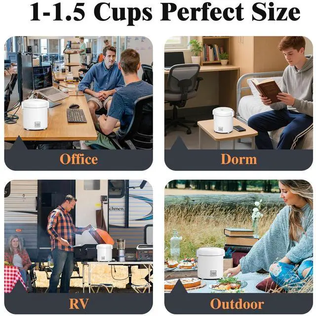 Alt view image 13 of 14 - Rice Cooker Small 1-1.5 Cups Uncooked(3 Cups Cooked), Mini Rice Cooker with Removable Nonstick Pot, One Touch&Keep Warm Function, Travel Rice Cooker for Soup Grain Oatmeal Veggie, White