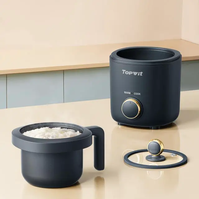 Alt view image 8 of 14 - Rice Cooker Small, Mini Rice Cooker 2 Cups Uncooked, 1.2L Portable Rice Maker with Non-stick Coating, BPA Free, One Touch & Keep Warm Function, Grey