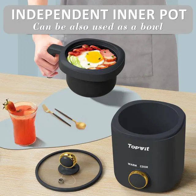Alt view image 9 of 14 - Rice Cooker Small, Mini Rice Cooker 2 Cups Uncooked, 1.2L Portable Rice Maker with Non-stick Coating, BPA Free, One Touch & Keep Warm Function, Grey