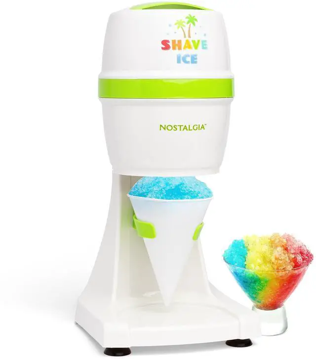 Alt view image 8 of 14 - Snow Cone Shaved Retro Table-Top Slushie Machine - Includes 1 Reusable Plastic Cup and Ice Molds, White, Green