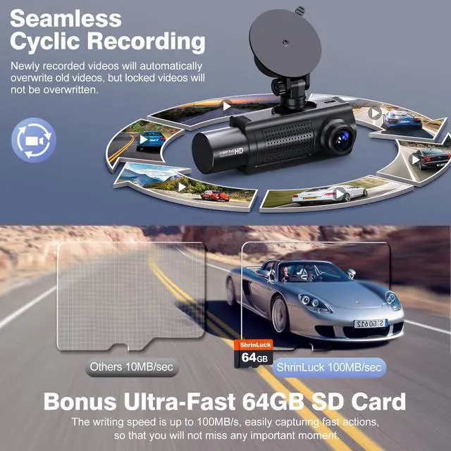 Alt view image 12 of 14 - 4K+1080P+1080P 5.8GHz WiFi Dash Cam Front and Rear Inside, Free 64G SD Card, 4K UHD 3 Channel Dash Camera for Cars, 360° All Sides Dashcam, G-Sensor, Night Vision, WDR, 24H Parking Monitor