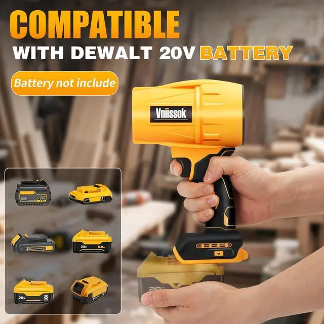 Alt view image 9 of 14 - Electric Cordless Leaf Blower Dust Blower for DEWALT 20V Battery, High-Speed Motor Handheld Jet Fan Air Blower for Patio Cleaning, Lawn Care, Blowing Leaves and Dust (No Battery/Charger)