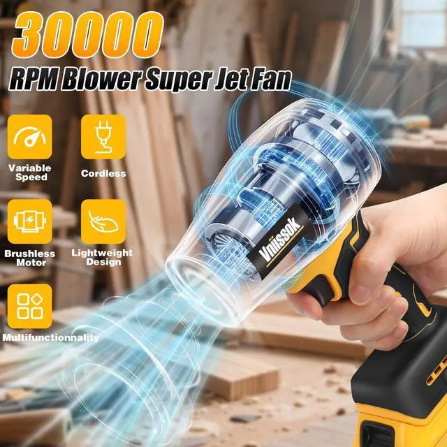 Alt view image 10 of 14 - Electric Cordless Leaf Blower Dust Blower for DEWALT 20V Battery, High-Speed Motor Handheld Jet Fan Air Blower for Patio Cleaning, Lawn Care, Blowing Leaves and Dust (No Battery/Charger)