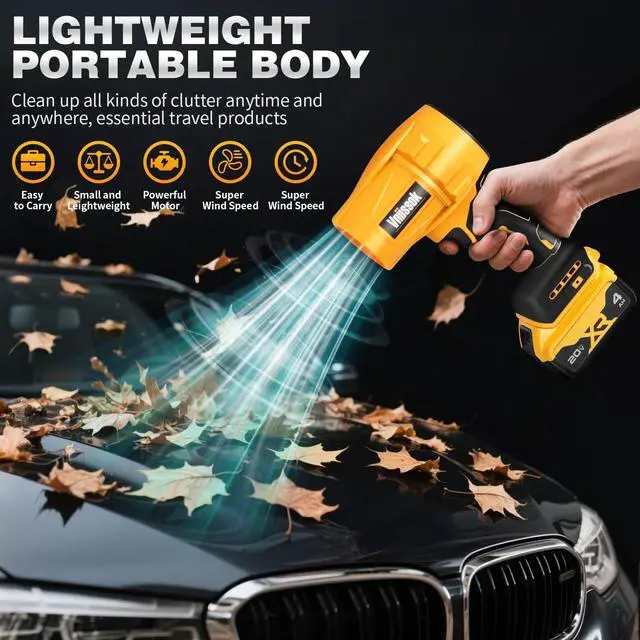 Alt view image 11 of 14 - Electric Cordless Leaf Blower Dust Blower for DEWALT 20V Battery, High-Speed Motor Handheld Jet Fan Air Blower for Patio Cleaning, Lawn Care, Blowing Leaves and Dust (No Battery/Charger)