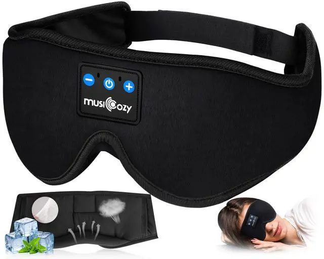 Alt view image 8 of 14 - Sleep Headphones, Bluetooth 5.4 Sleep Mask Headband Headphones Sleeping Eye Mask, Wireless Music Earbuds Earphones with HD Stereo Speakers for Side Sleepers, Cool Gadgets Unique Gift