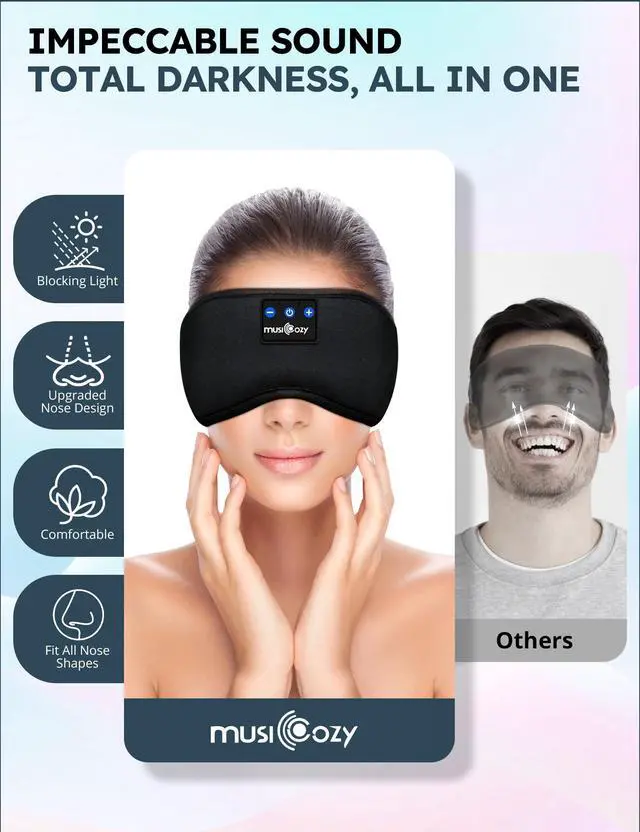Alt view image 12 of 14 - Sleep Headphones, Bluetooth 5.4 Sleep Mask Headband Headphones Sleeping Eye Mask, Wireless Music Earbuds Earphones with HD Stereo Speakers for Side Sleepers, Cool Gadgets Unique Gift