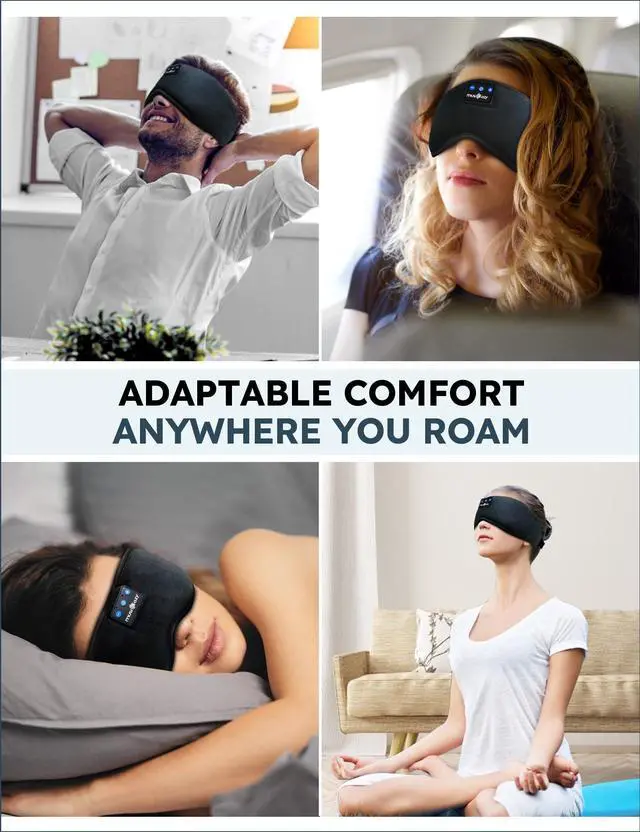 Alt view image 14 of 14 - Sleep Headphones, Bluetooth 5.4 Sleep Mask Headband Headphones Sleeping Eye Mask, Wireless Music Earbuds Earphones with HD Stereo Speakers for Side Sleepers, Cool Gadgets Unique Gift