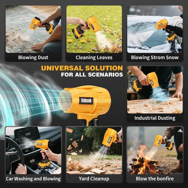 Alt view image 14 of 14 - Electric Cordless Leaf Blower Dust Blower for DEWALT 20V Battery, High-Speed Motor Handheld Jet Fan Air Blower for Patio Cleaning, Lawn Care, Blowing Leaves and Dust (No Battery/Charger)