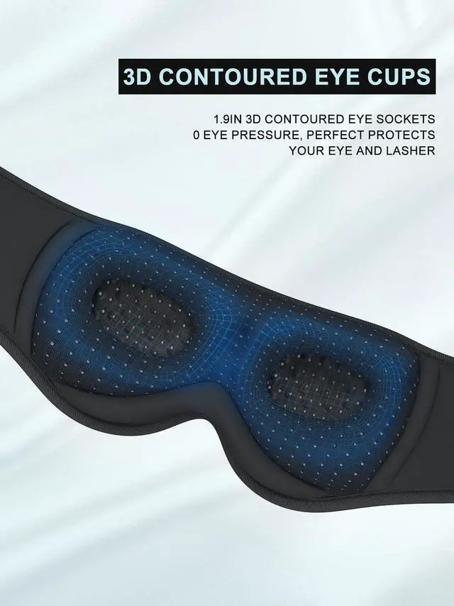Alt view image 14 of 14 - Sleep Headphones, 3D Sleep Mask Bluetooth Wireless Music Eye Mask, Sleeping Headphones for Side Sleepers Sleep Mask with Bluetooth Headphones Ultra-Thin Stereo Speakers Perfect for Sleeping
