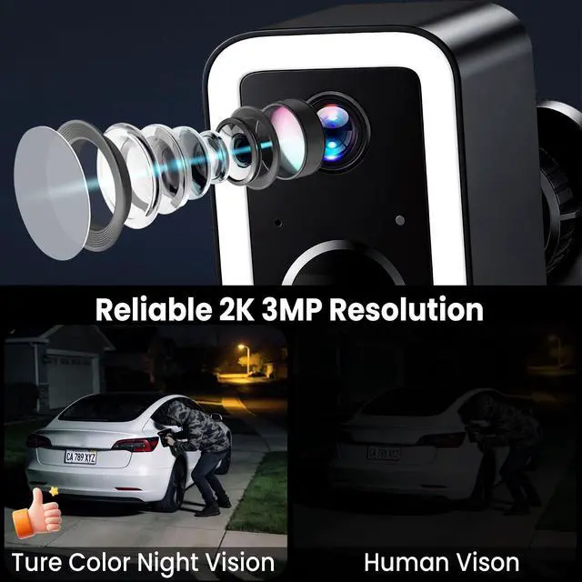 Alt view image 9 of 14 - 2026 Upgraded 2K Security Cameras Wireless Outdoor, AI Motion Detection & Spotlight Siren Alarm, Outside Battery Powered Camera for Home Security, Full-Color Night Vision, Support WiFi 5G & 2.4G