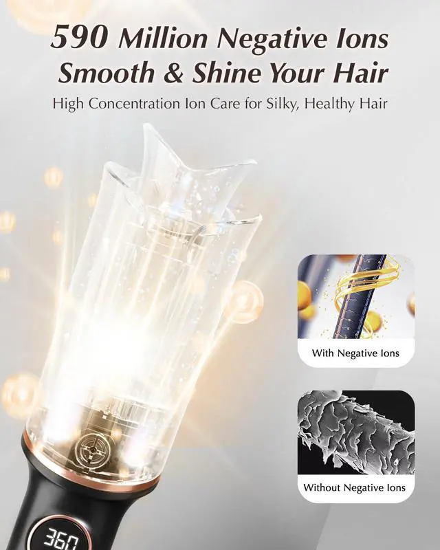 Alt view image 10 of 14 - Automatic Rotating Curling Iron V668 Pro Ceramic Hair Curler with Keratin-Coated Barrel, Digital Temperature Display, Anti-Scald, 590M Ionic, Tangle-Free, Dual Voltage, 1.5 Inch