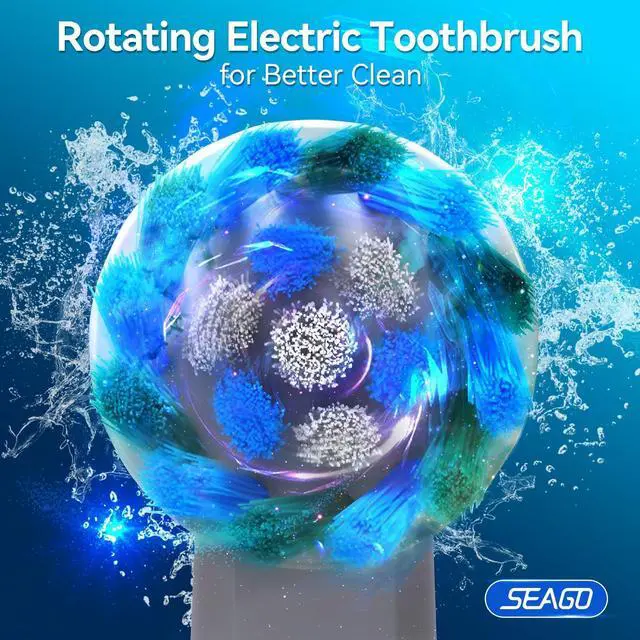 Alt view image 9 of 14 - Rotating Electric Toothbrush with 8 Round Brush Heads, with 5 Cleaning Modes, Sonic Technology Whitening Teeth in 14 Days, for Adult and Kids, SG-2603 (Blue)